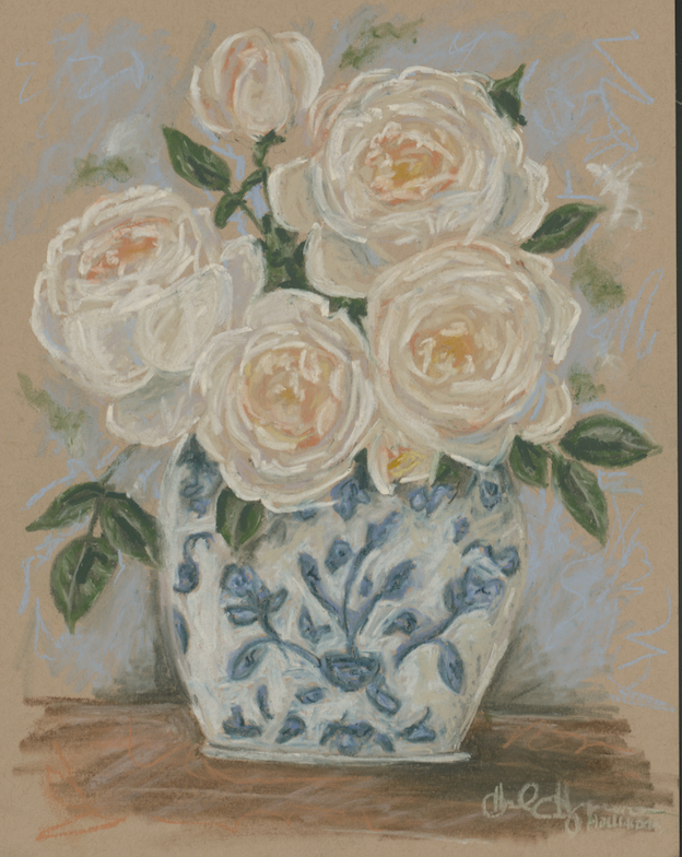 Bouquet in Blue & White Vase