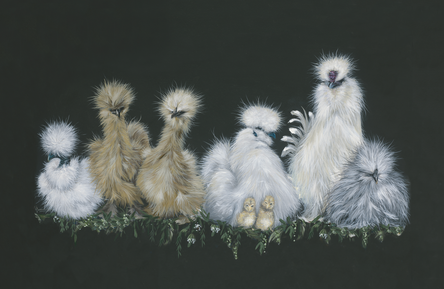 Silkies with Greenery Digital Download
