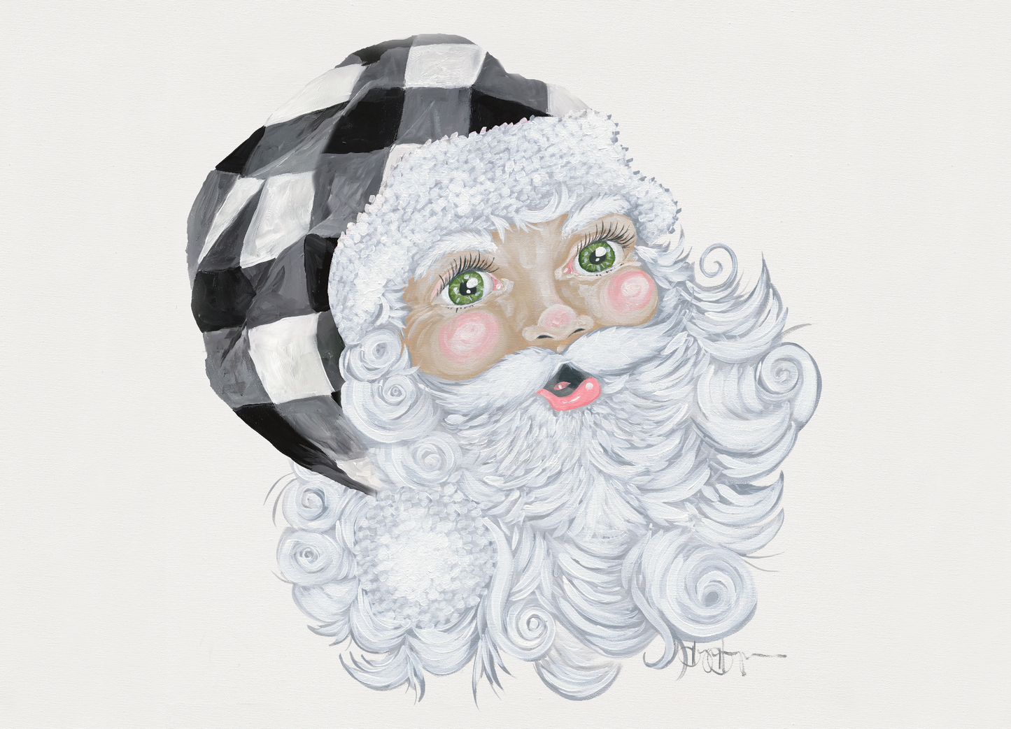 Santa with Plaid Hat White Background Digital Download
