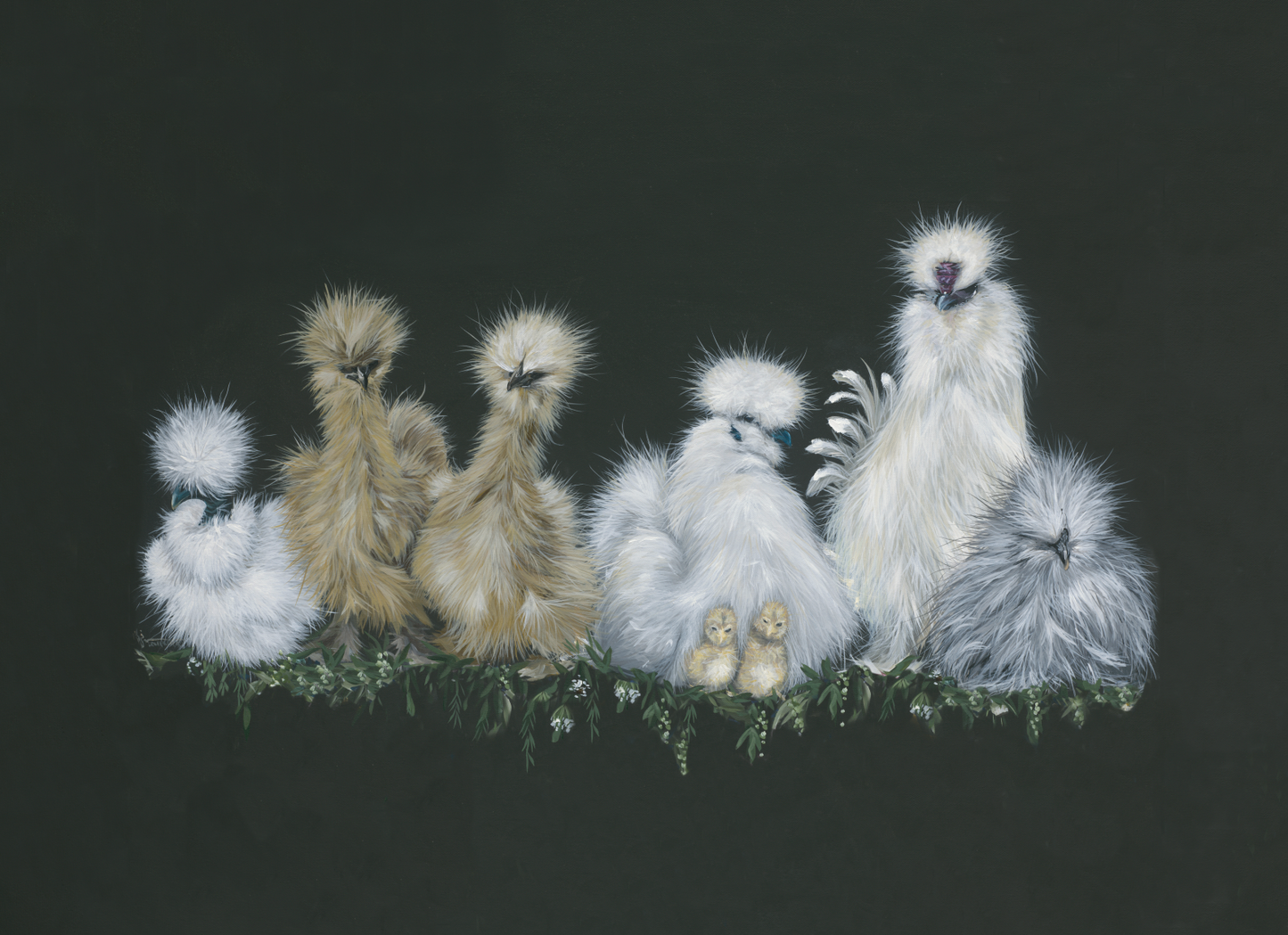 Silkies with Greenery
