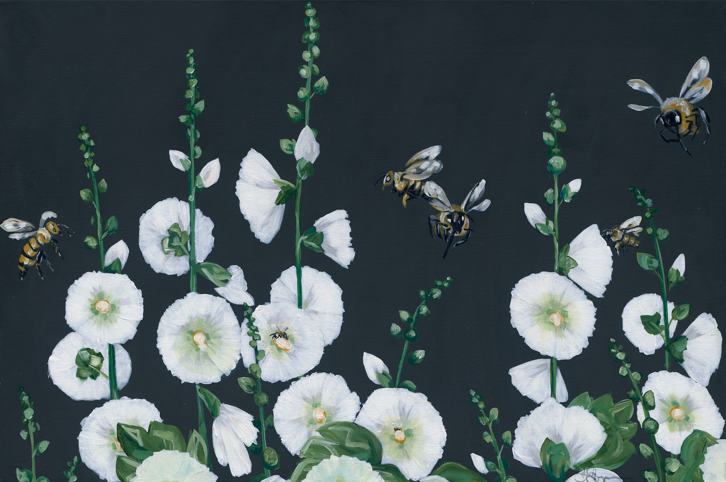 Hollyhocks & Honeybees