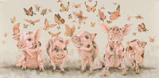 ORIGINAL Five Little Piggies 24x48x1.5 on Canvas