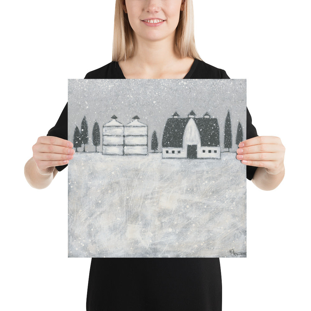 Folk Art Winter Farm