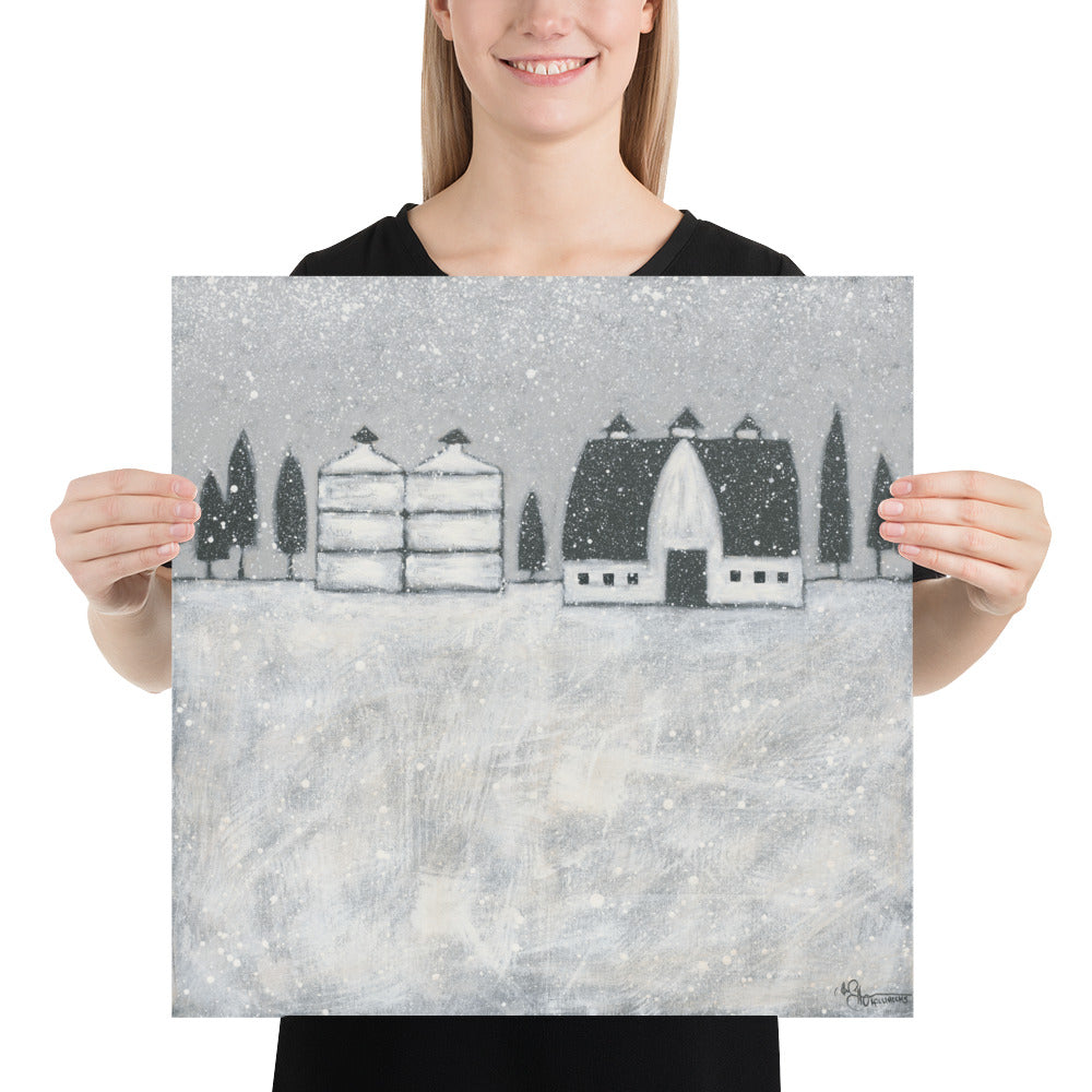 Folk Art Winter Farm