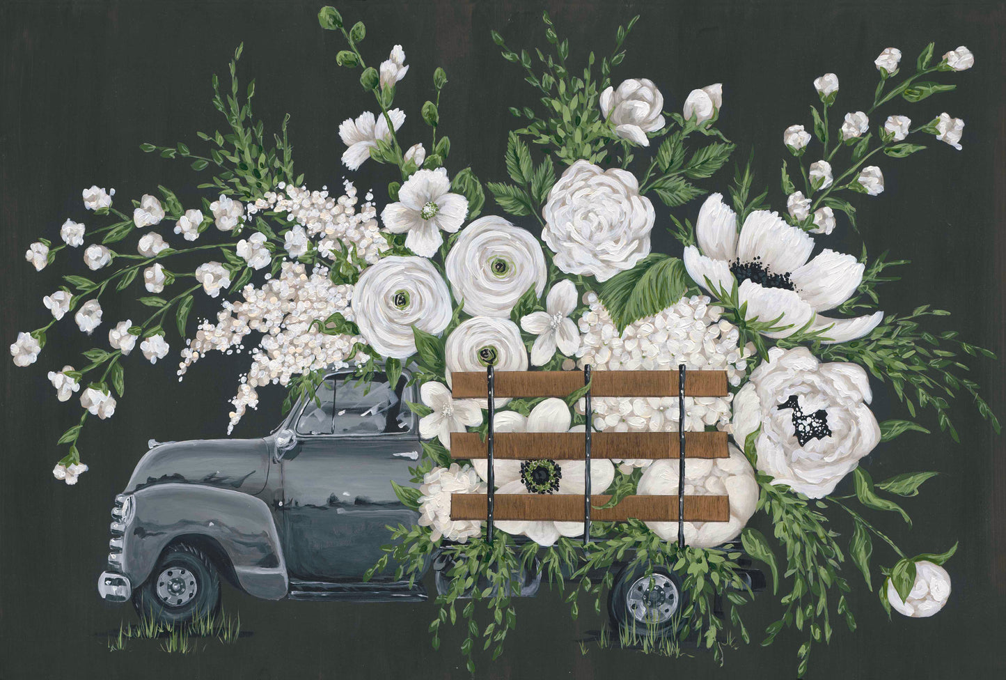 Dark Grey Flower Truck Digital Download