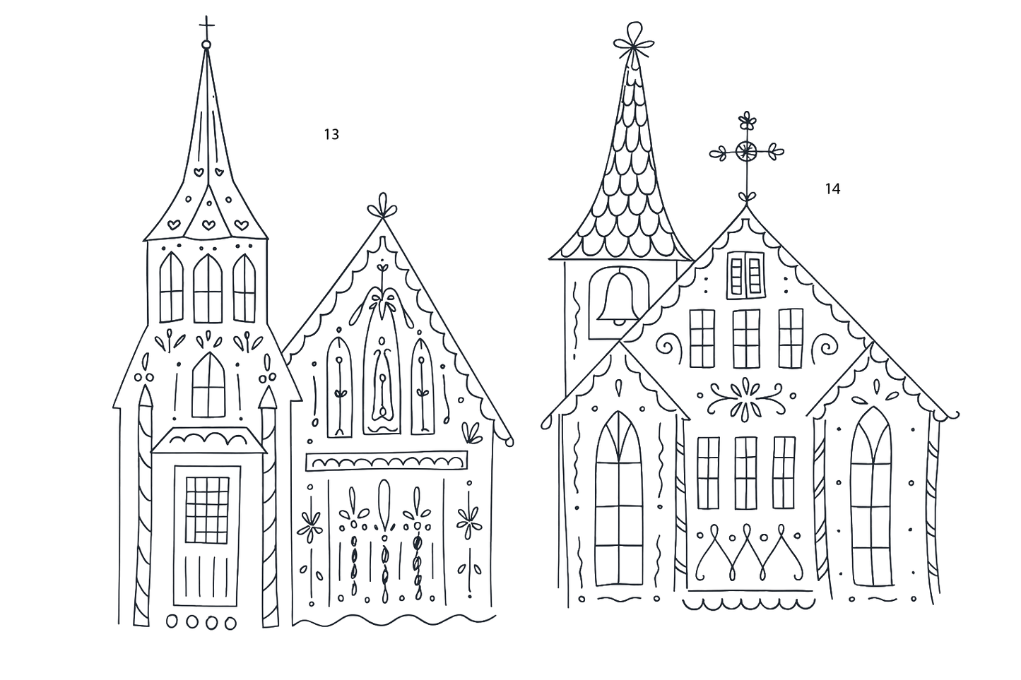 Gingerbread Advent Churches 24 Days