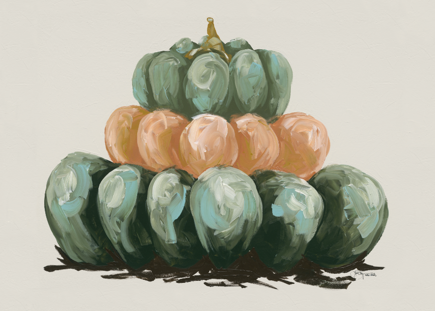 Three Pumpkin Stack Horizontal Digital Download