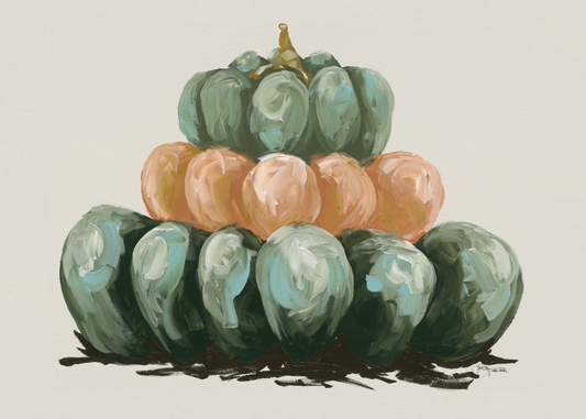 Three Pumpkin Stack Horizontal Digital Download