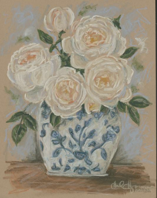 Bouquet in Blue & White Vase