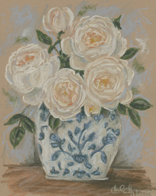 Bouquet in Blue & White Vase Digital Download