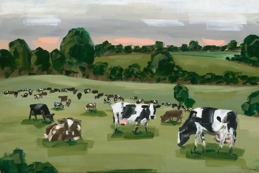Abstract Cows Grazing in Field Digital Download