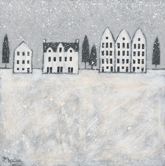 Folk Art Winter City Digital Download