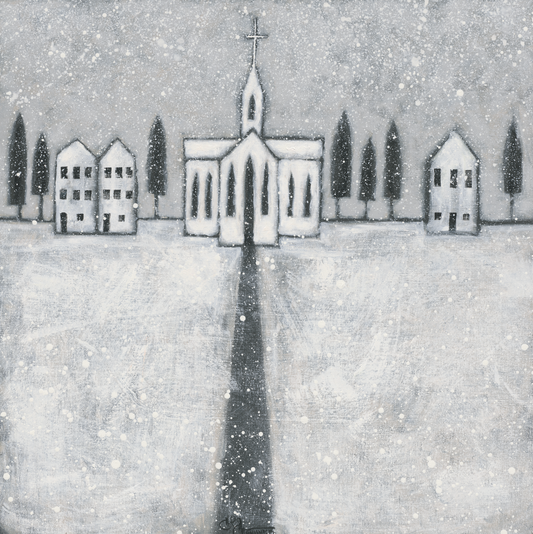 Folk Art Winter Church Digital Download