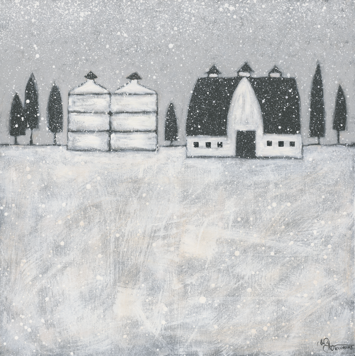 Folk Art Winter Farm Digital Download