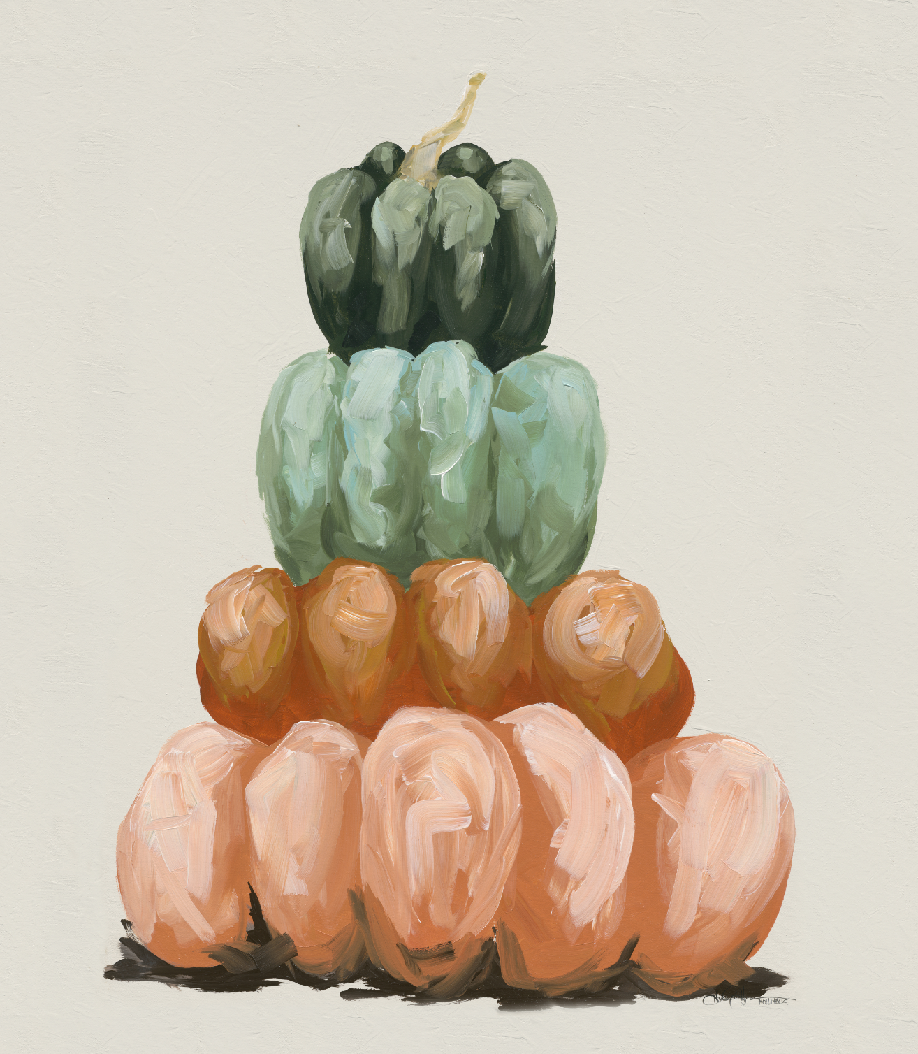 Four Pumpkin Stack Vertical Digital Download