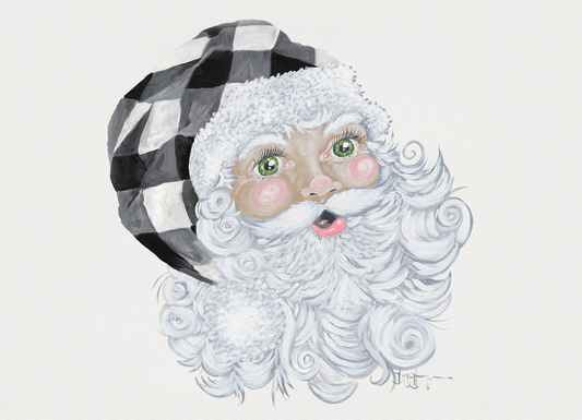 Santa with Plaid Hat White Background Digital Download