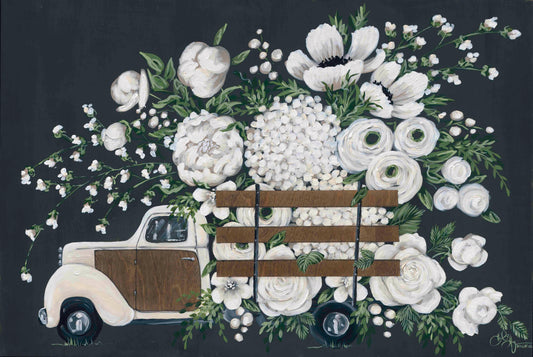White Wood Truck with Flowers Digital Download