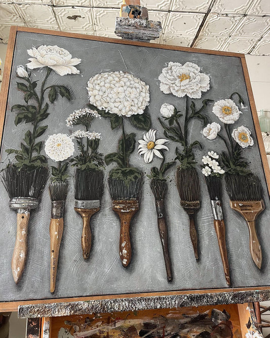 ORIGINAL Flowers & Paintbrushes Canvas