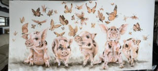 ORIGINAL Five Little Piggies 24x48x1.5 on Canvas