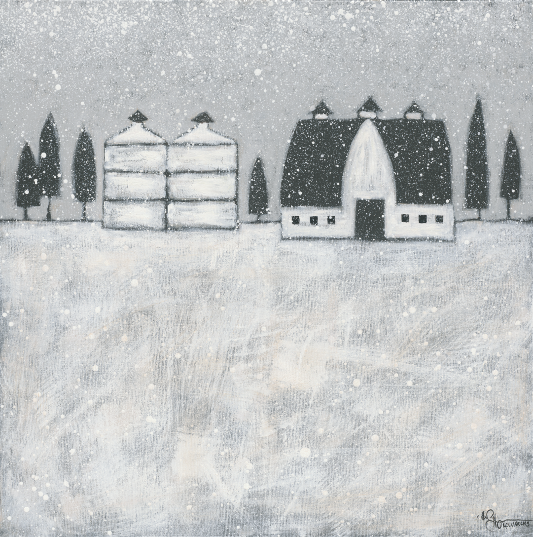 Folk Art Winter Farm